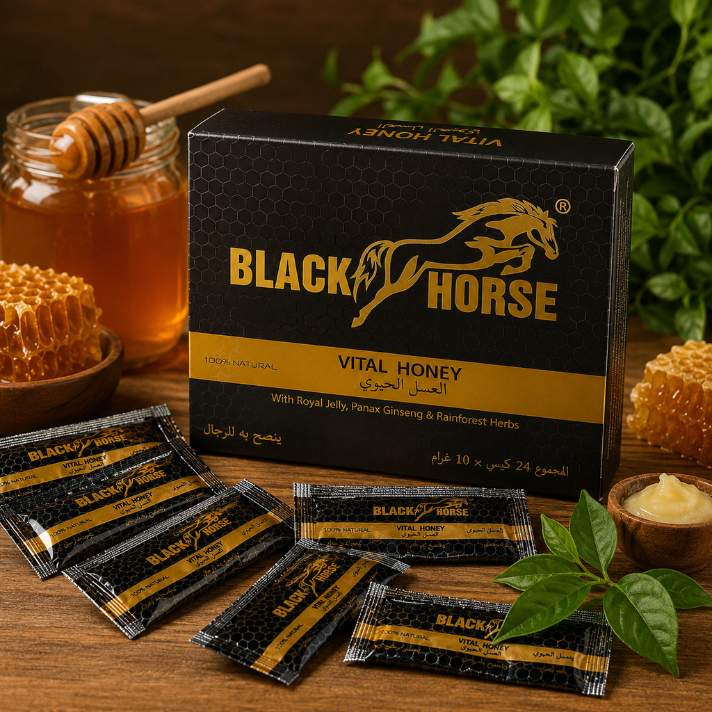 Original Black Horse Vital Honey 24 x 10g Sachets | Imported from Malaysia | Premium Royal Honey | Apki Dukaan