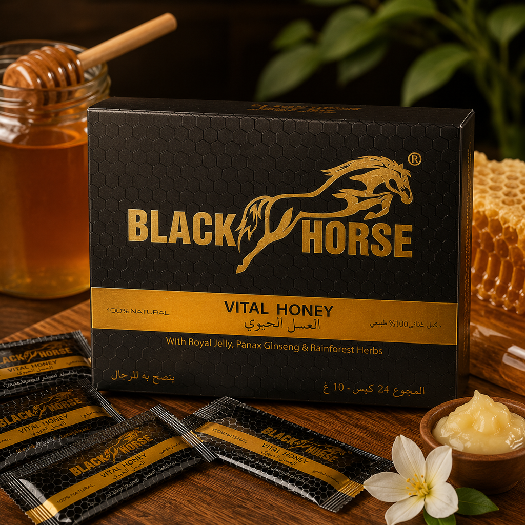 Original Black Horse Vital Honey 24 x 10g Sachets | Imported from Malaysia | Premium Royal Honey | Apki Dukaan