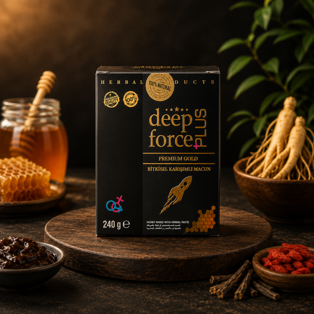 Original Deep Force Plus Premium Gold Macun 240g | Turkish Herbal Mixed Paste | Apki Dukaan  This is the title I'd use.