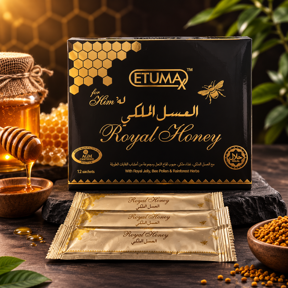 Original Etumax Royal Honey for Him 12 Sachets | Malaysian Royal Honey | Apki Dukaan