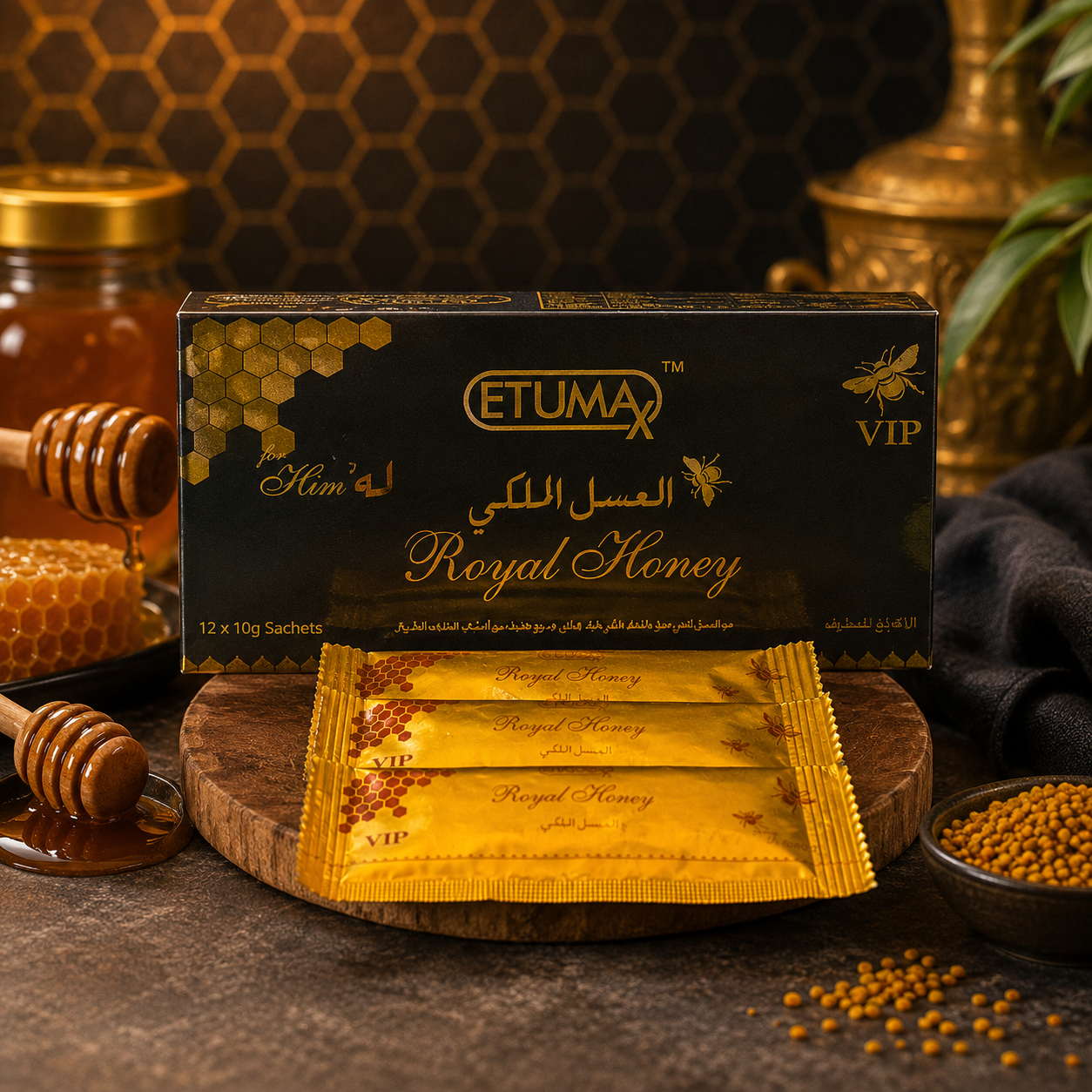 Original ETUMAX Royal Honey VIP For Him 12 x 10g Sachets | Imported from Malaysia | Apki Dukaan
