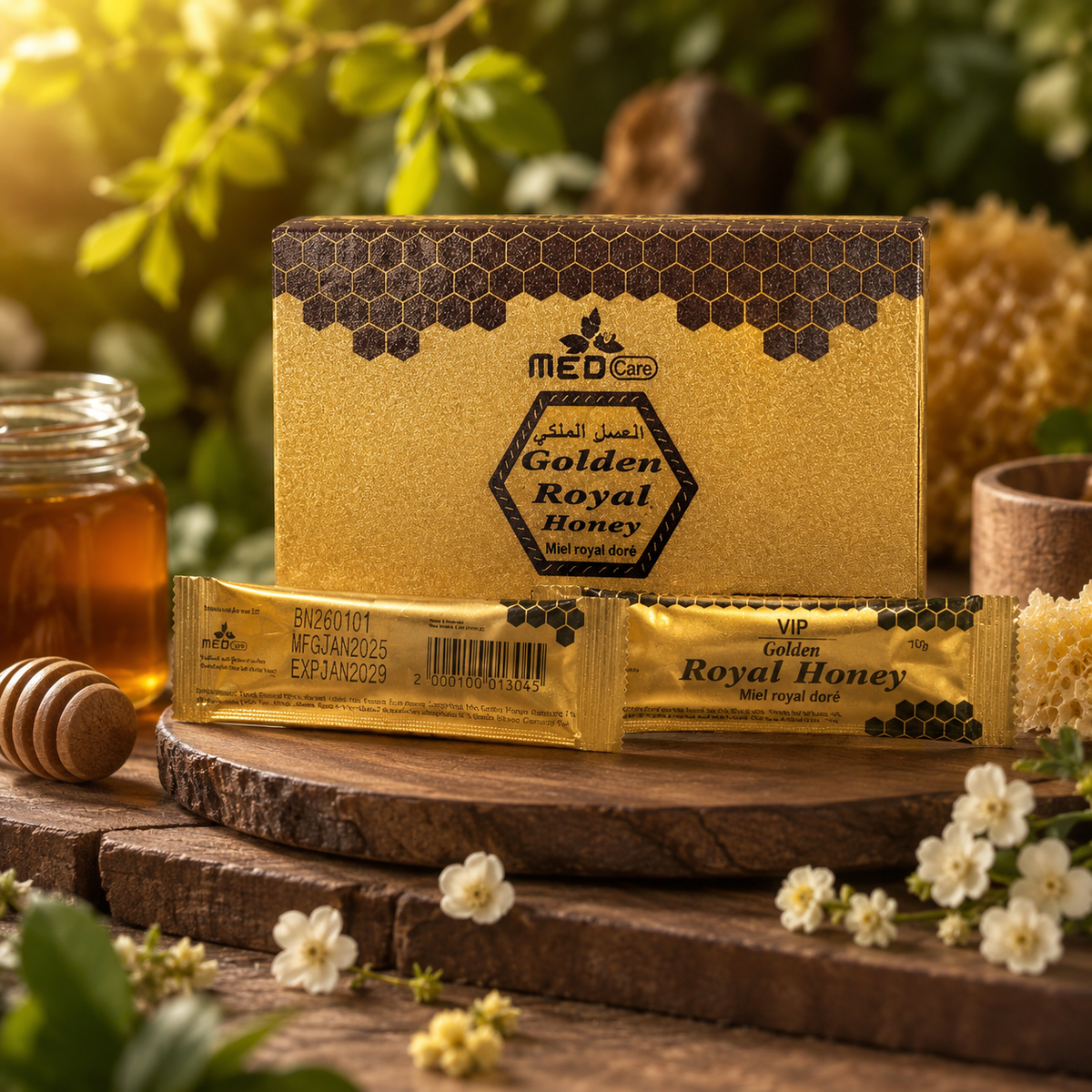Original MED Care Golden Royal Honey 24 Sachets (10g Each) | Malaysian Royal Honey | Aapki Dukaan